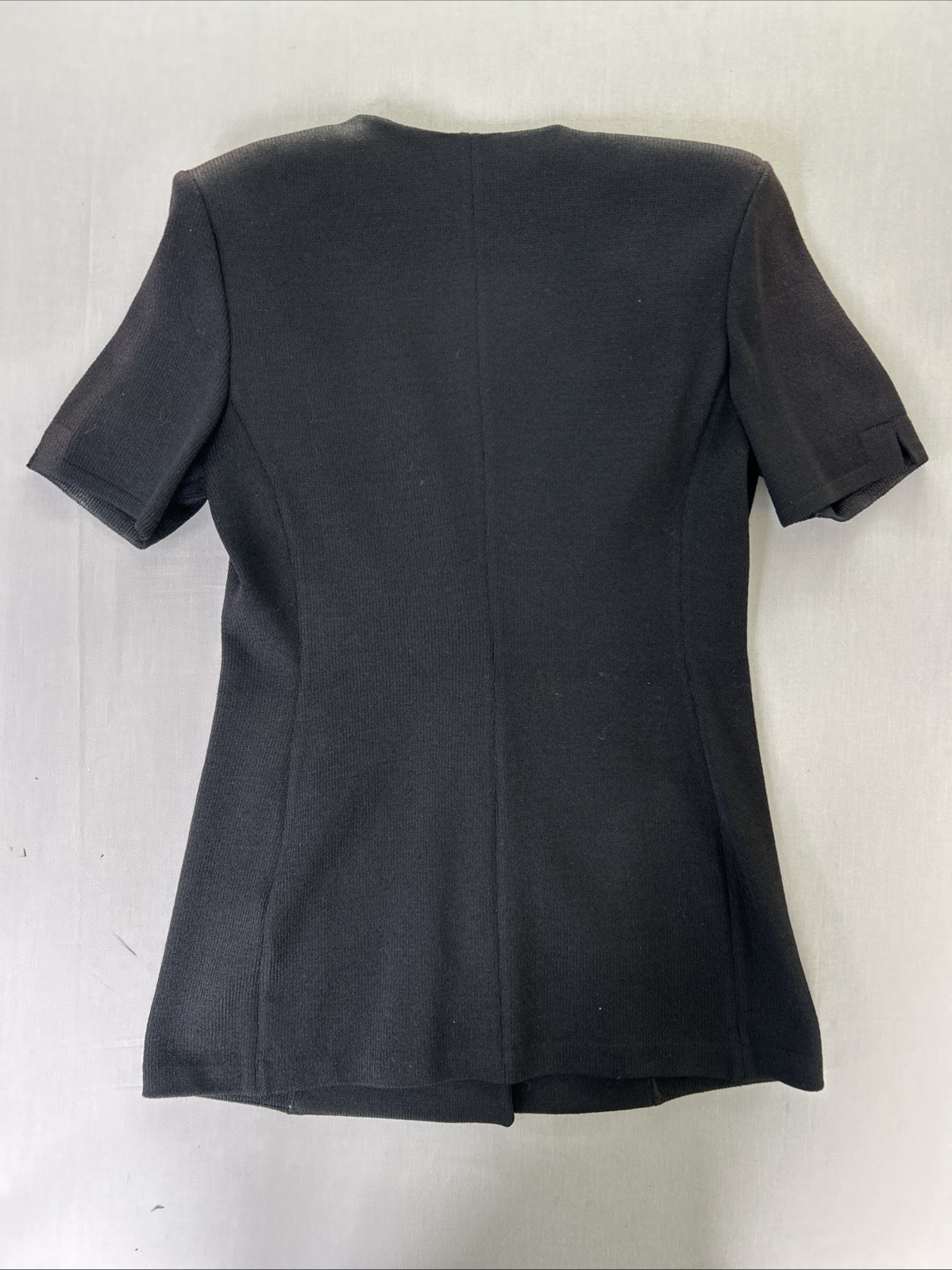 St. John Knit Short-Sleeve Tunic Jacket Black W Gold Buttons Women’s 10
