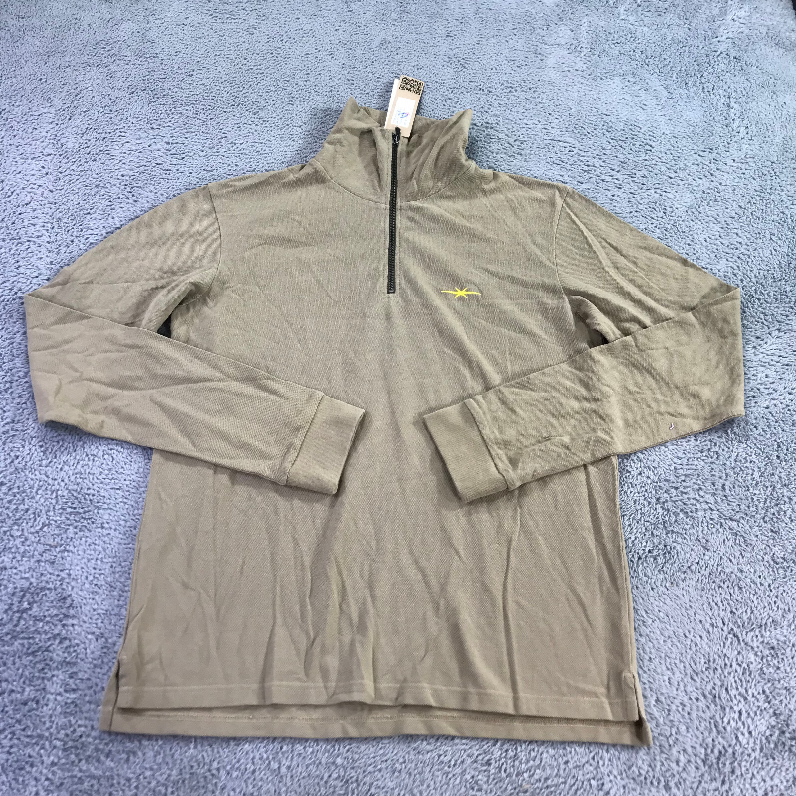 Phipps Sweater Mens Medium Quarter Zip Sweatshirt Half Zip Base Layer Top BEIGE