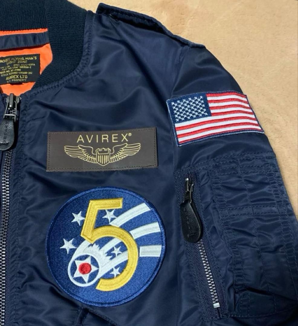 AVIREX L-2 5th AIR FORCE AVIR Flight Jacket Blouson Coat Men Size M Navy Genuine