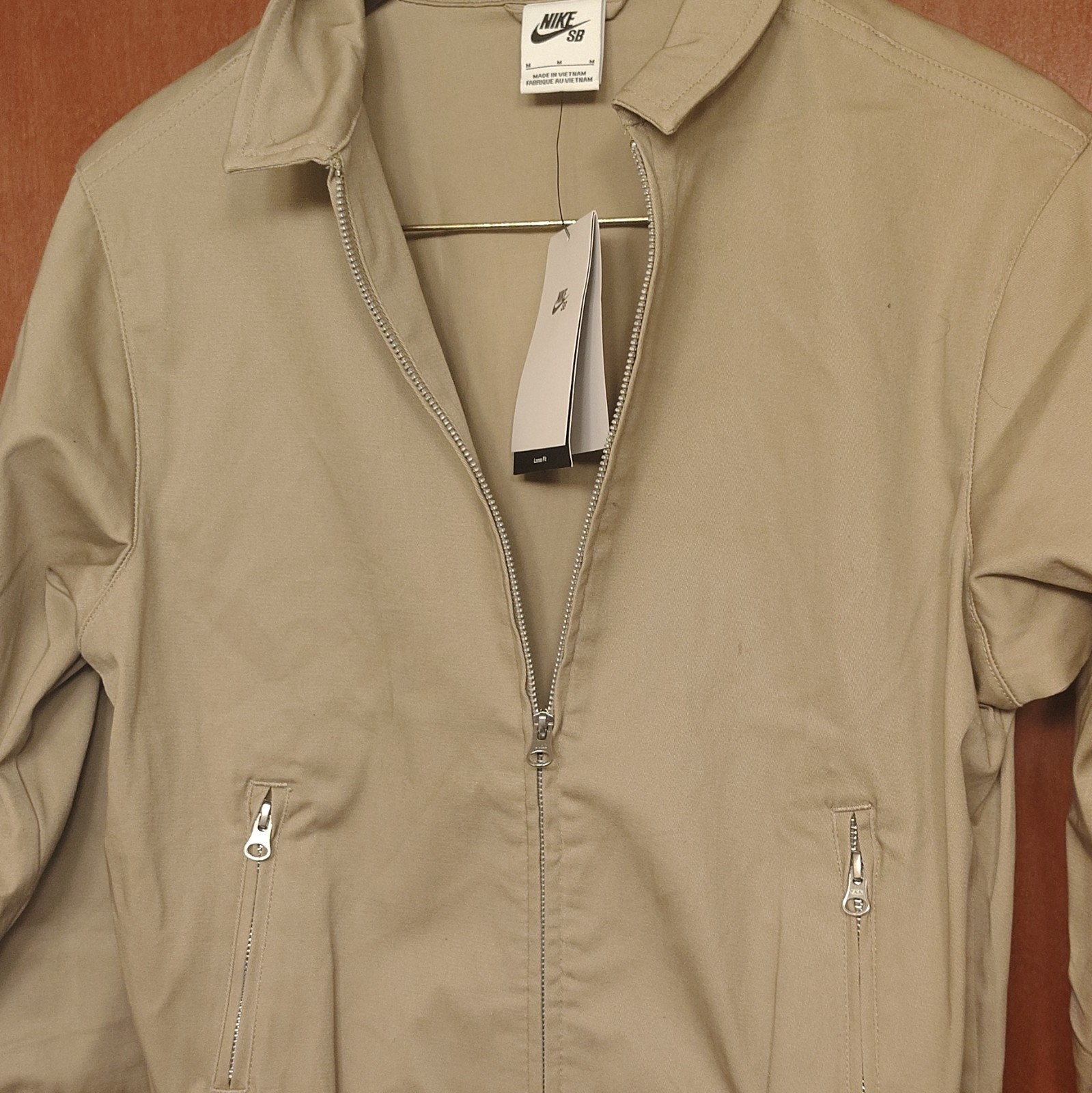 Nike SB Beige Full Zip Jacket Stand-Up Collar Pockets Men’s M FN0214-247