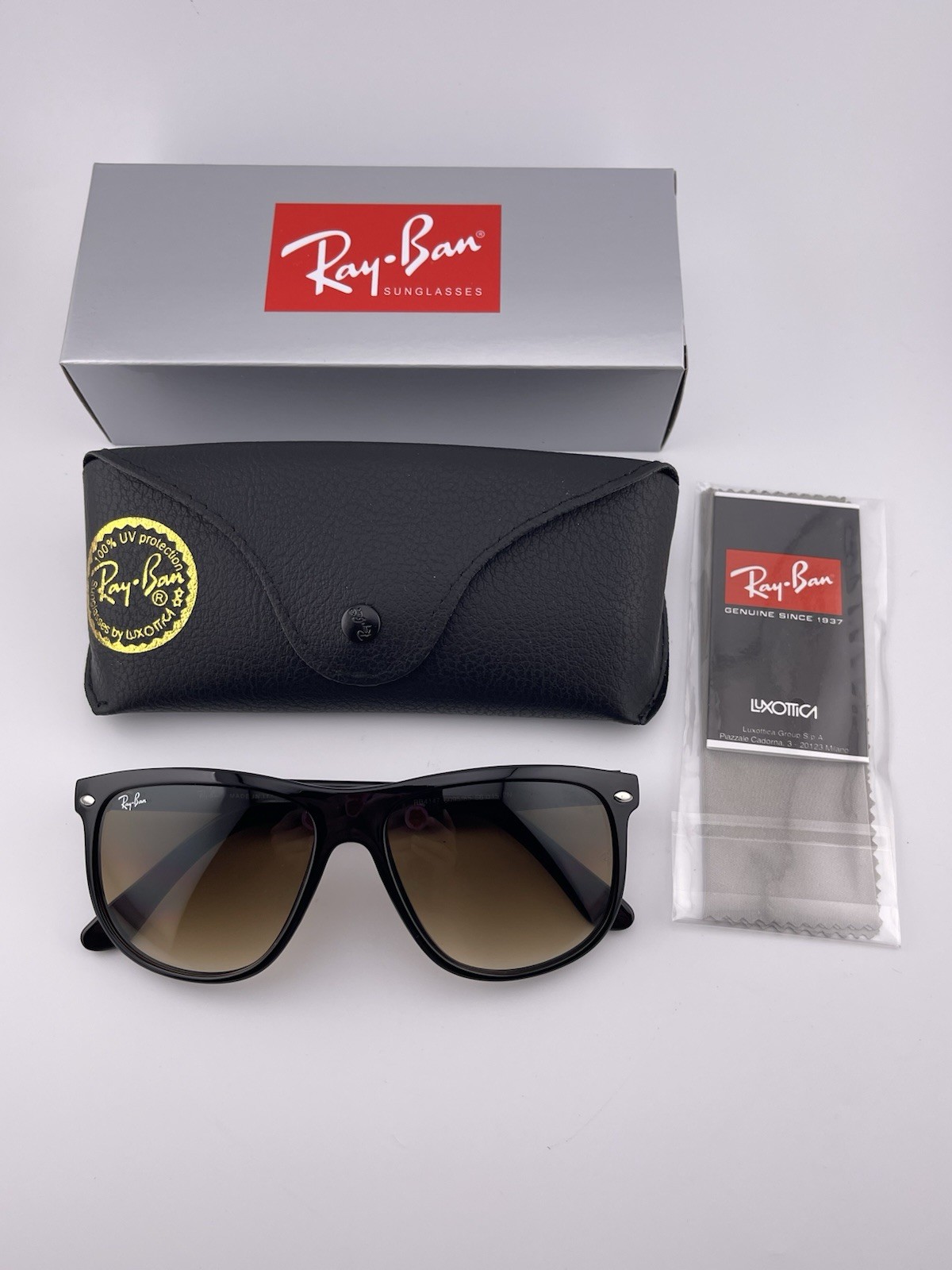 Ray-Ban Boyfriend Polished Light Havana Brown Gradient 56mm Rb4147 Sunglasses