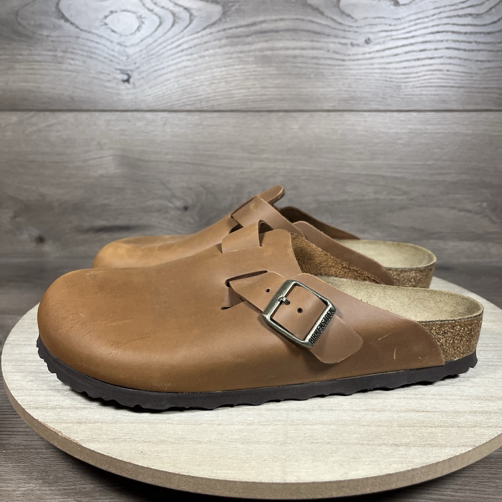 Birkenstock Boston Clogs Cognac Brown Oiled Leather Womens Size 10 (Mens Size 8)