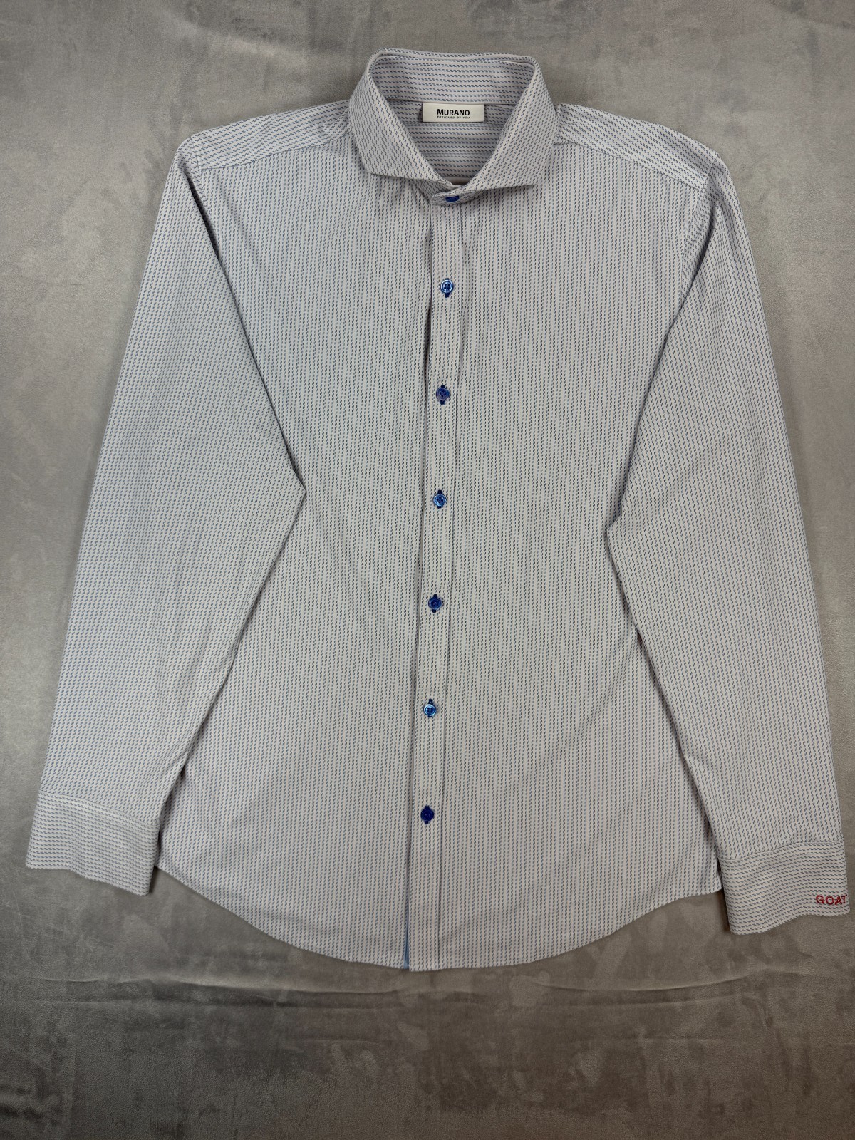 Murano Shirt Men’s L Blue Check Slim Fit Perf Stretch Long Sleeve GOAT monogram
