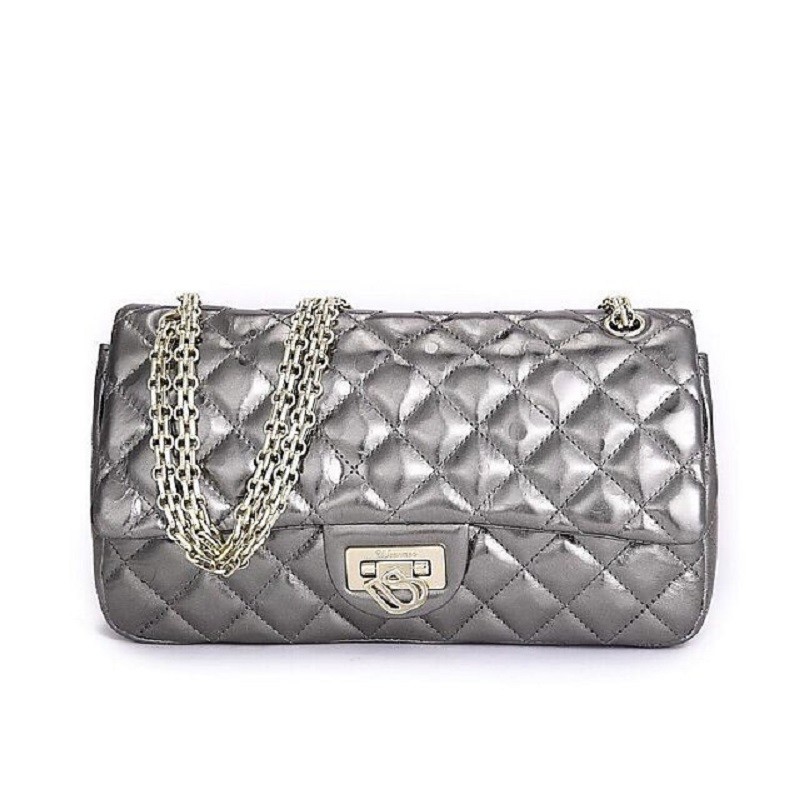 UScarmen Quilted Raindrops Sheepskin Chain Shoulder Bag 1548 SILVER Women’s