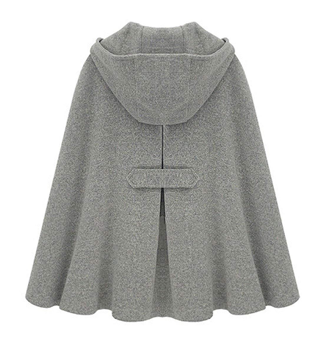 Womens Cute Batwing-Sleeve Hooded Baggy Poncho Cape Cardigans Outwear w Armholes