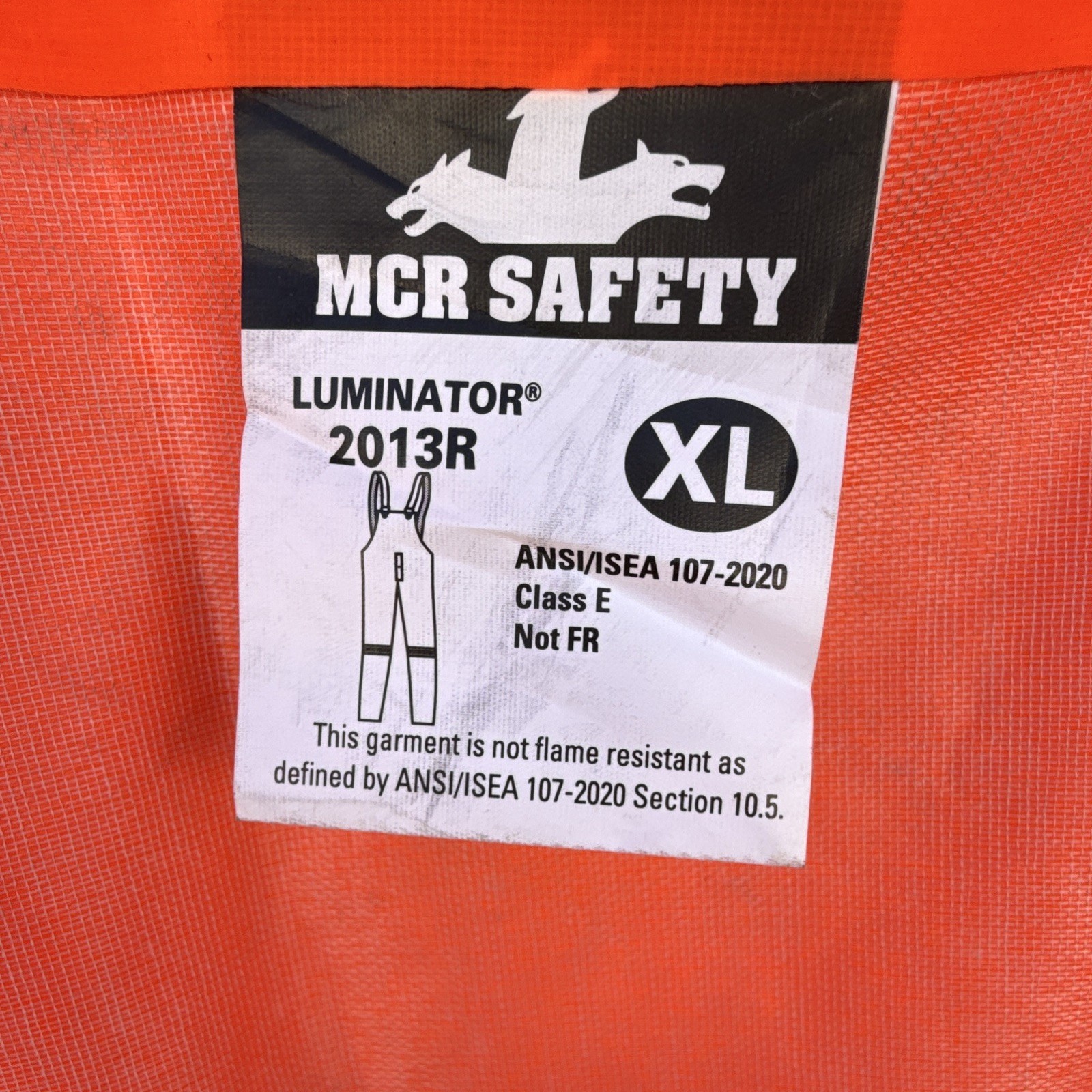 MCR Safety 2013R Hi-Vis Reflective Orange Bib Overalls XL ANSI/ISEAClassE sizeXL
