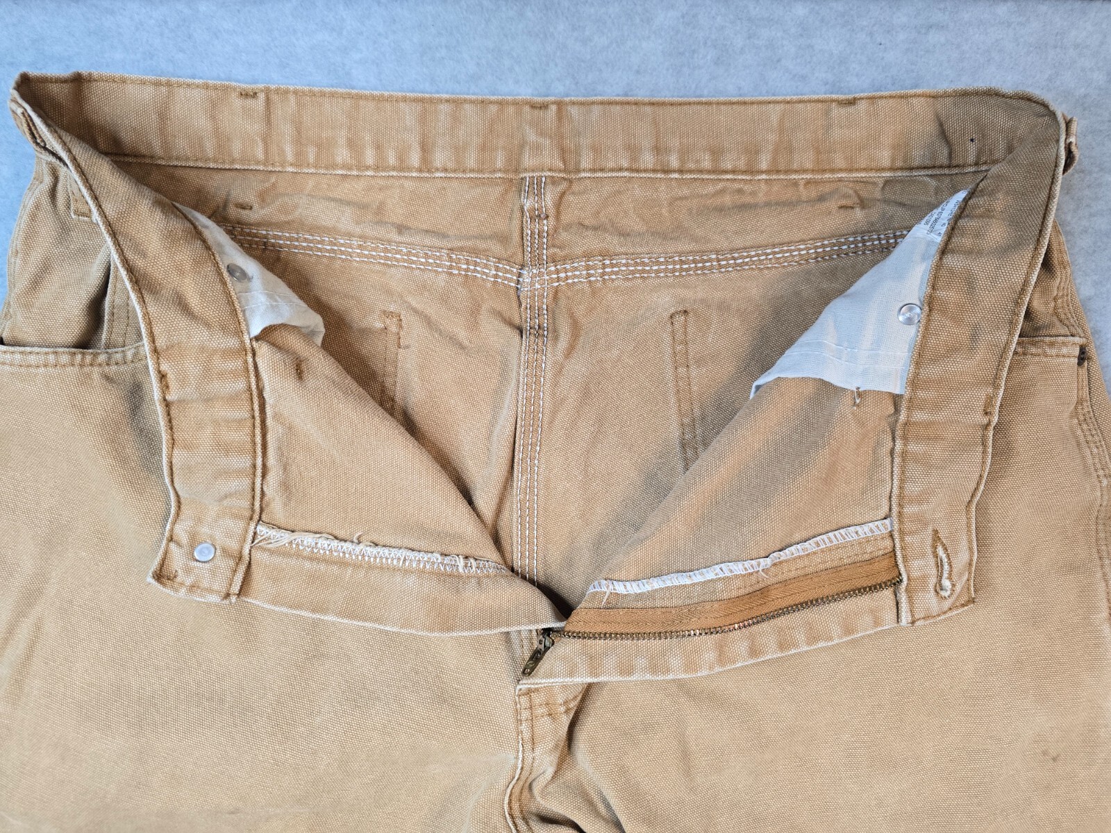 Vintage Dickies Carpenter Pants Tan Canvas Heavyweight Workwear Mens Size 38×30