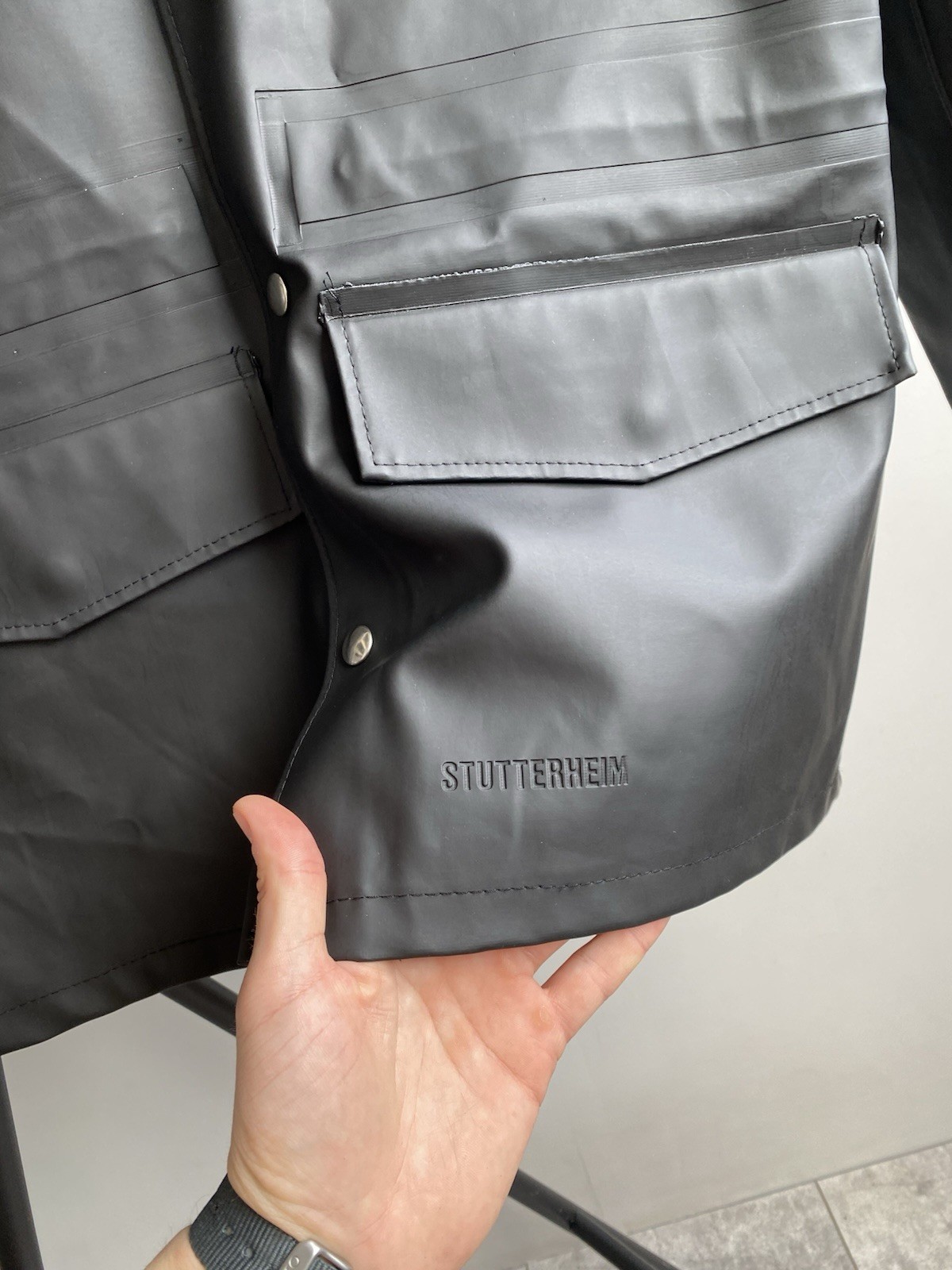 STUTTERHEIM Stockholm Men’s M-65 Rain Coat Black Jacket Size M
