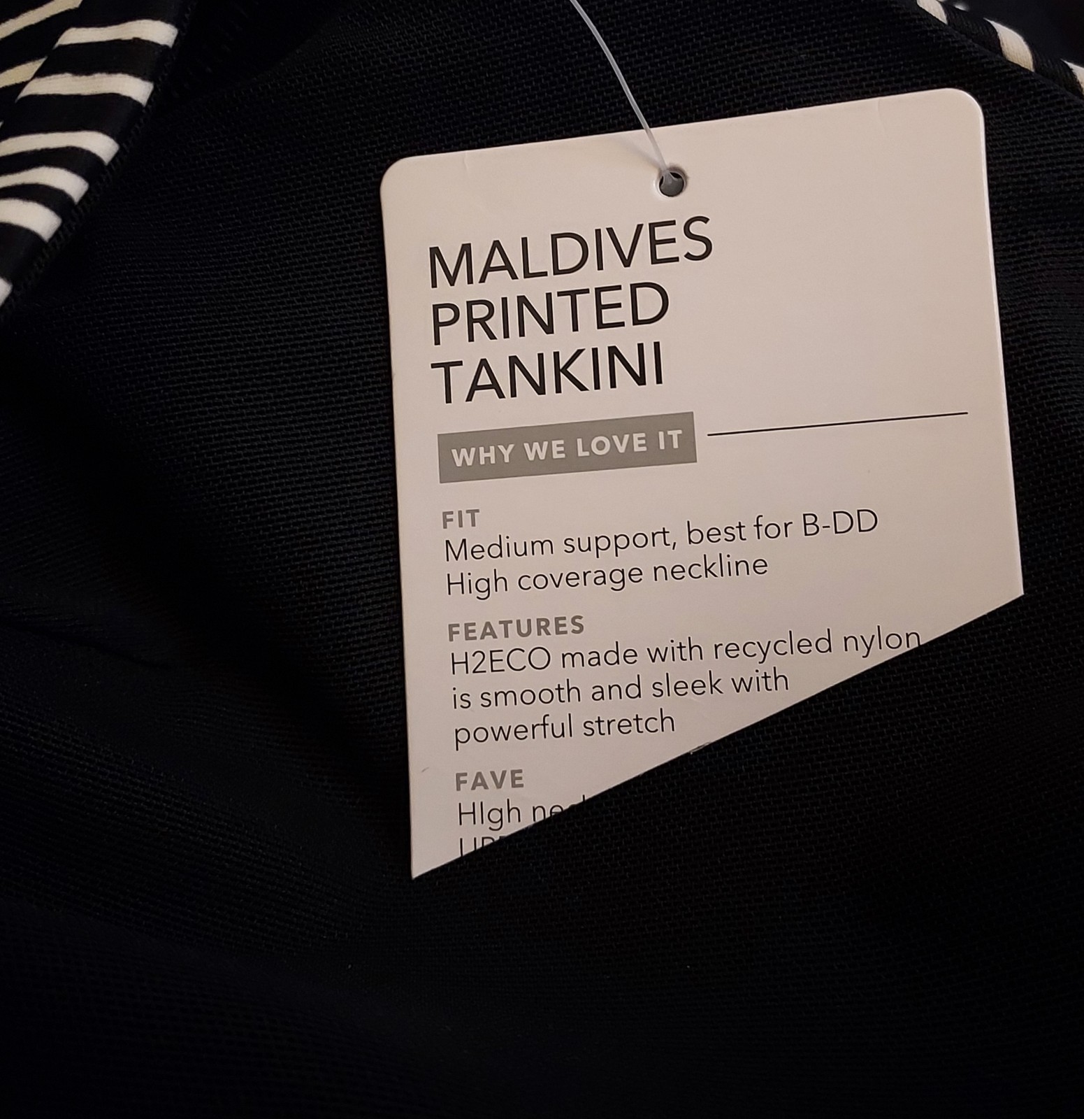 Athleta Size 36 B C B/C Maldives Printed Tankini TOP Cove Black NEW NWT #657735