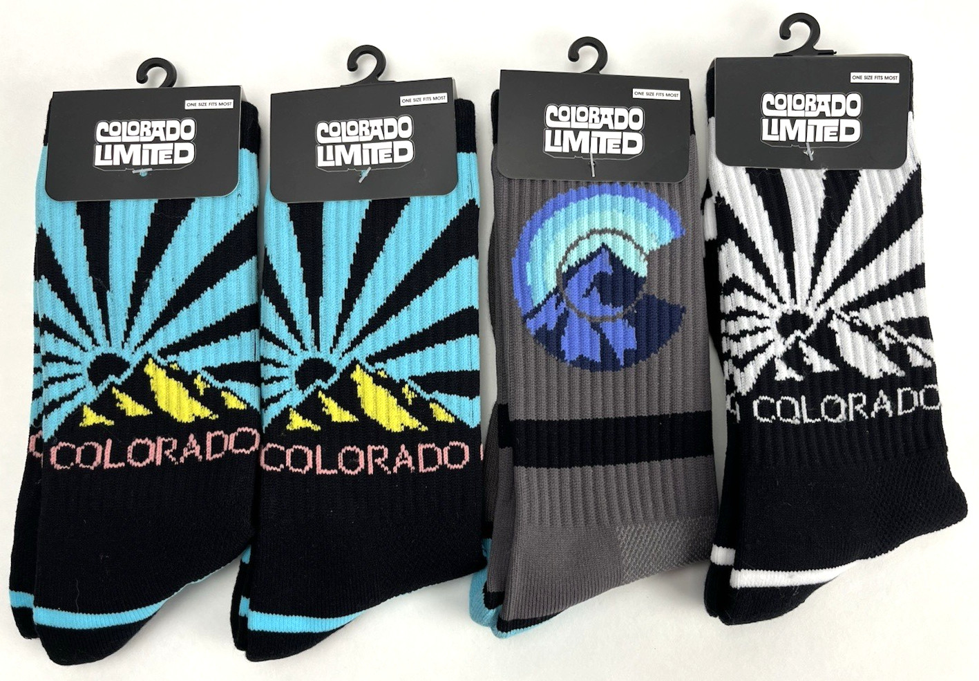 4-pk Colorado Limited Novelty Adult Crew Socks One Size Fits Most Assorted Color