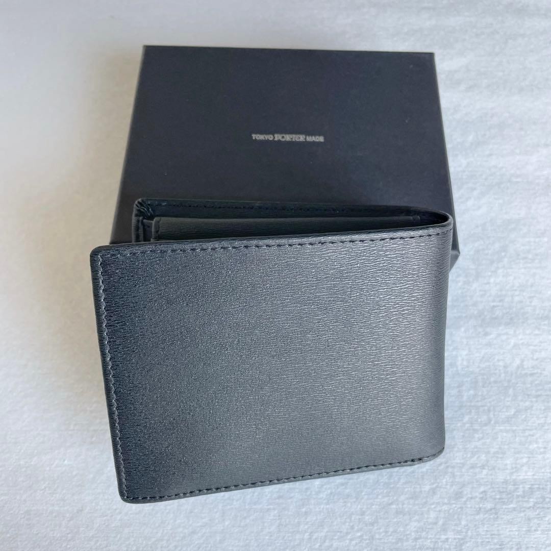 Porter Current Bi fold Wallet Plate Logo Compact Wallet Black