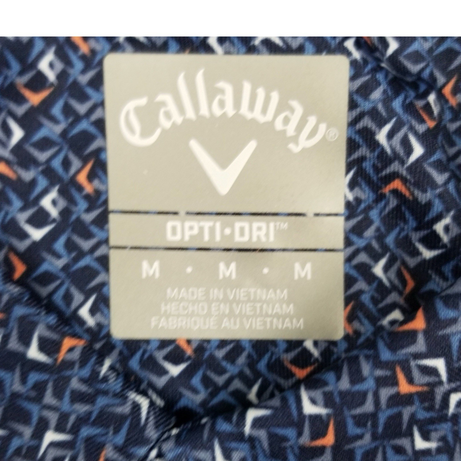 Callaway Opti•Dri Geometric Polo Shirt Mens Medium Blue Golf Performance Stretch