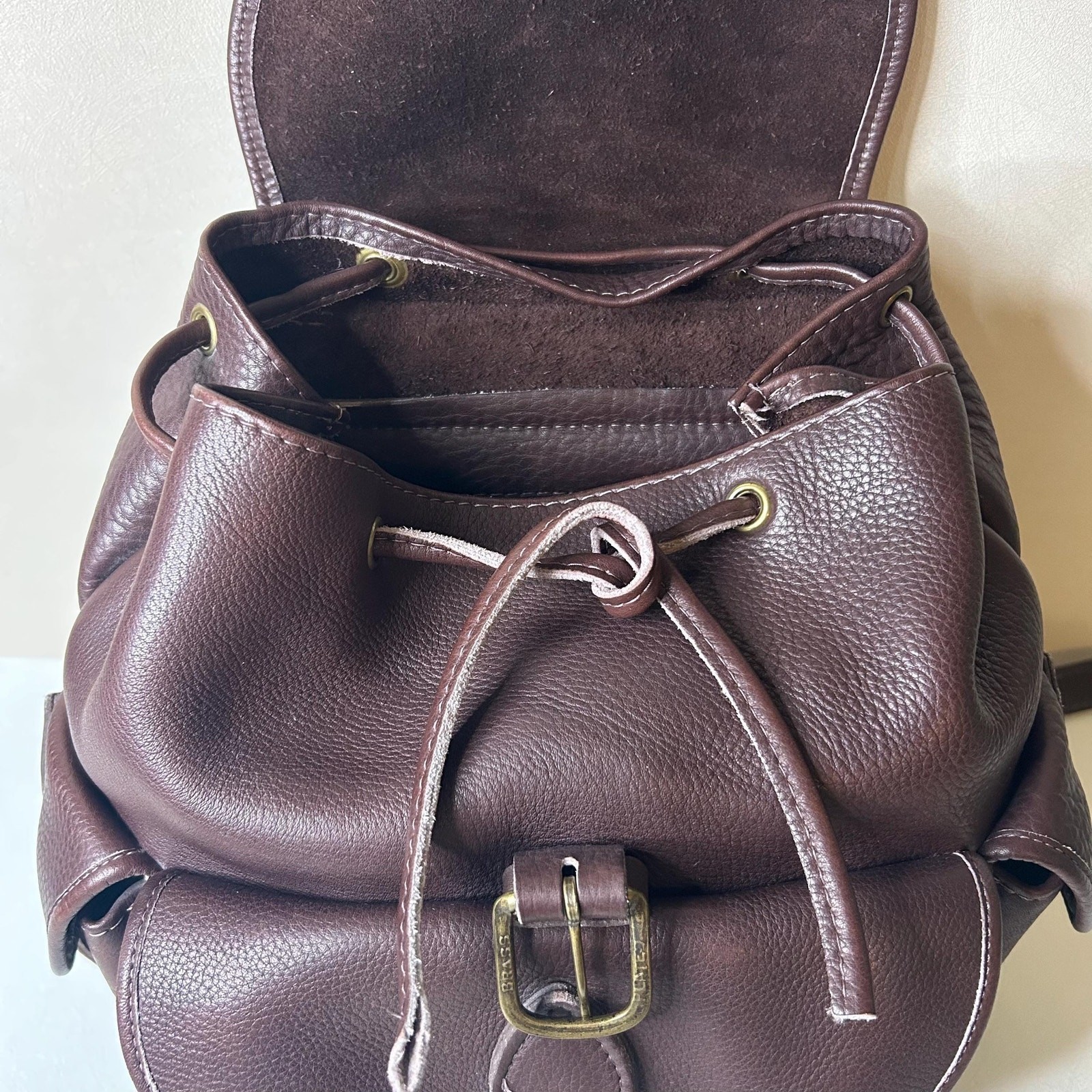 Vintage Style Dark Brown Full Grain Leather Rucksack Backpack