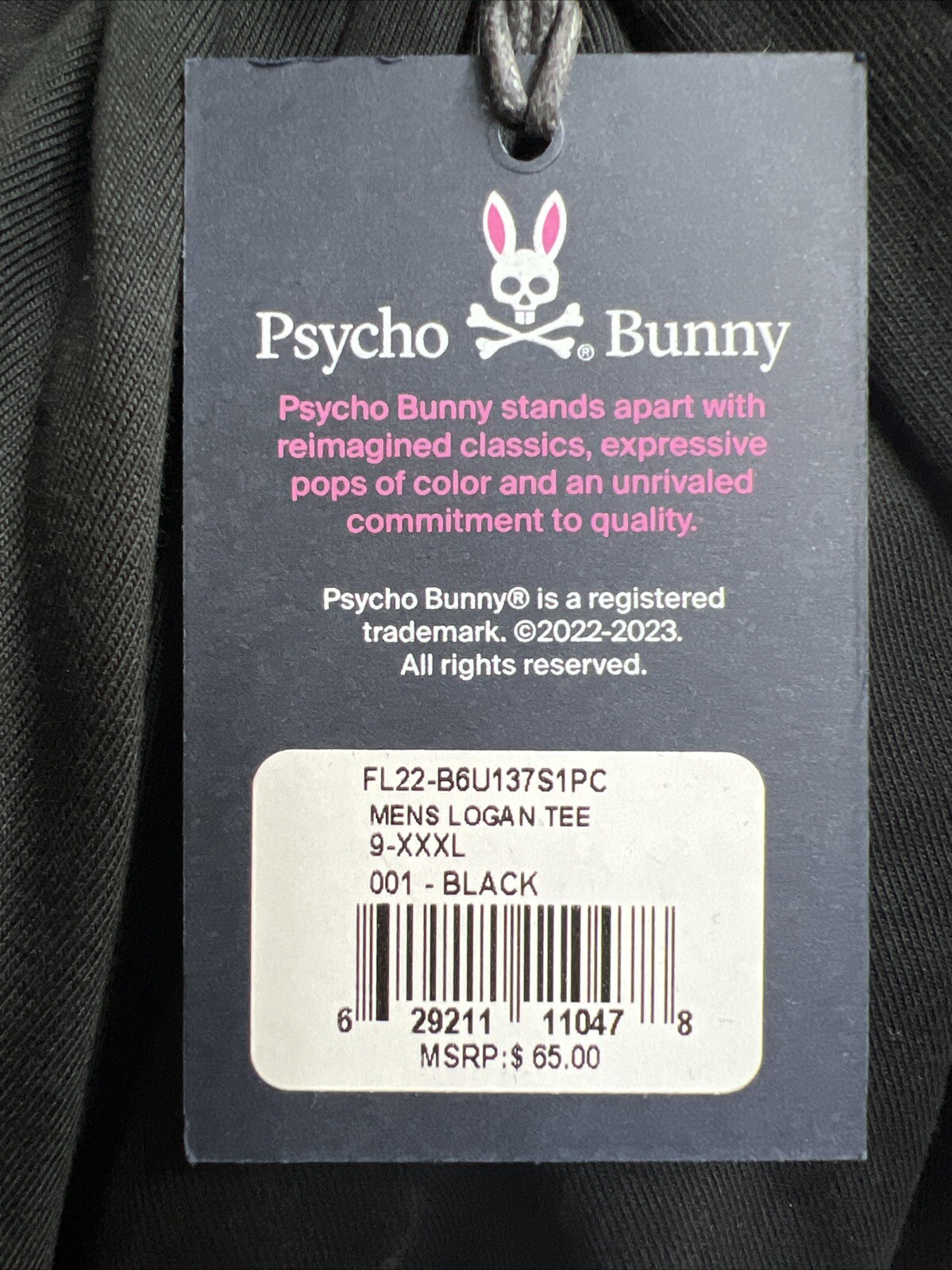 Men’s Psycho Bunny Logan Crew Neck Tee Black Sz 9 (XXXL)
