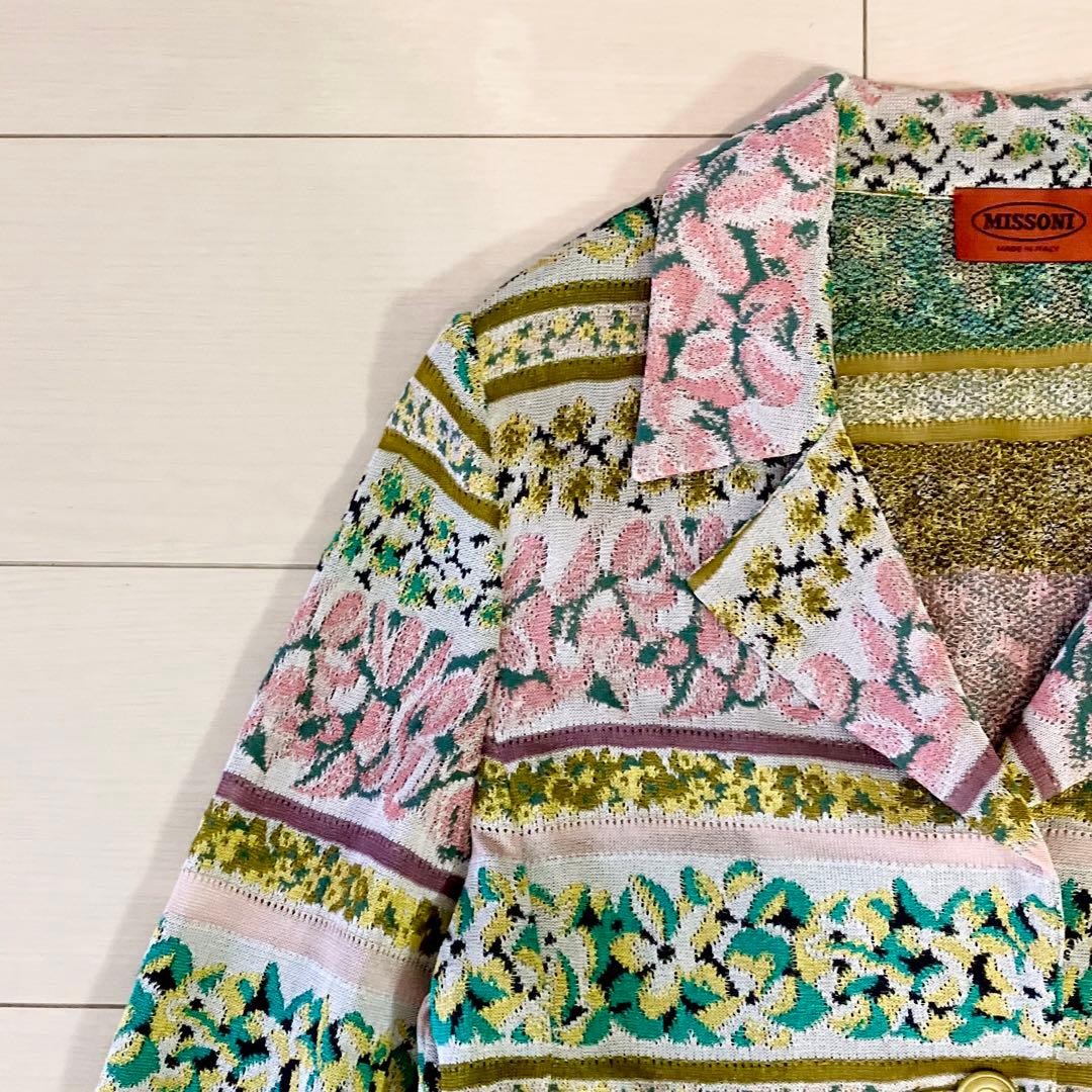 [EUC] MISSONI Orange Tag Jacket Sz 44 Floral Jacquard Rayon Cotton : From JAPAN