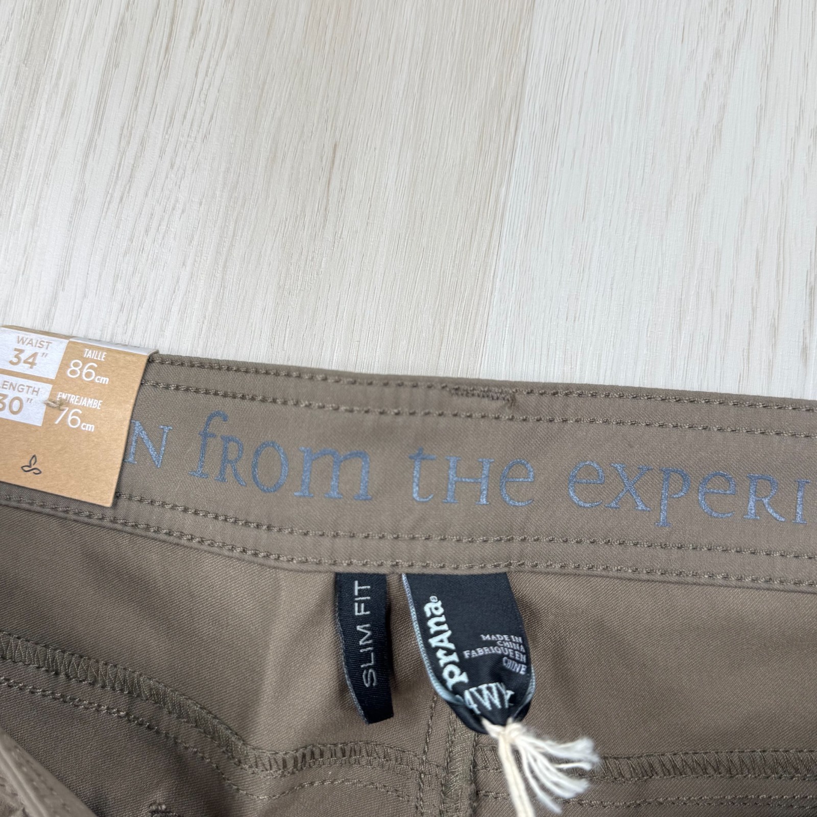 NWT PrAna Mens Brown Mud Slim Fit Stretch UPF 50+ Brion Chino Pant Size 34×30