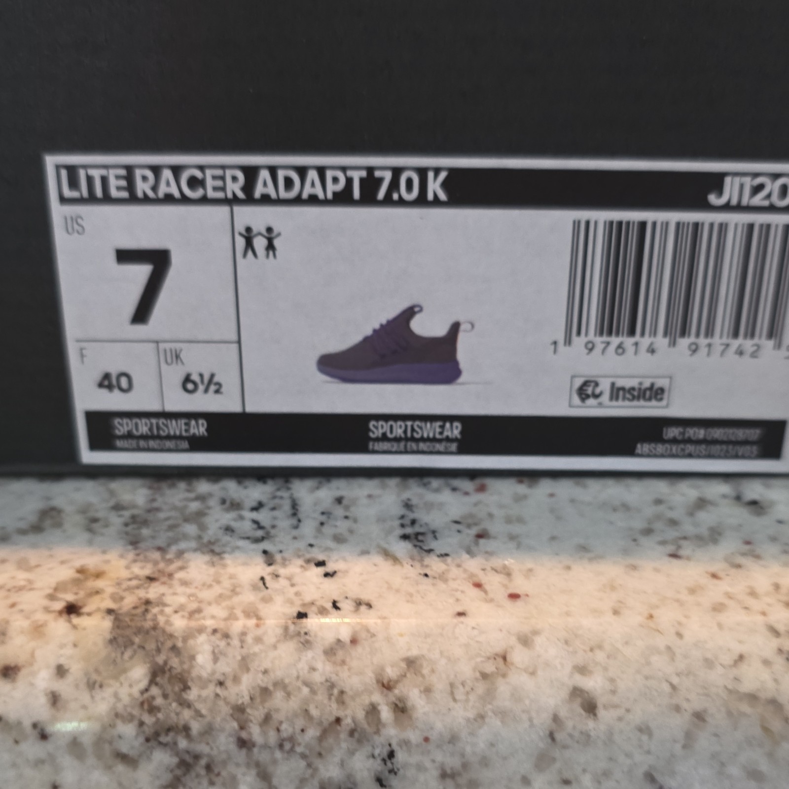 adidas Lite Racer Adapt 7.0 K Unisex Kids Slip-On Mesh Sneaker US 7 Gray
