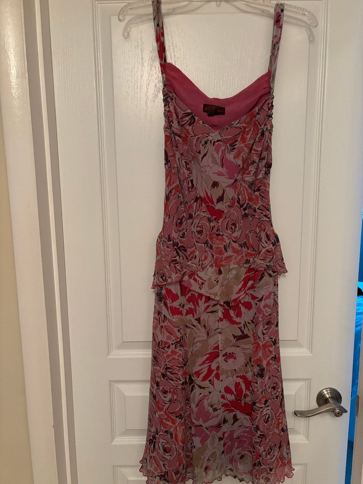 100% Silk Sleeveless /strappy sleeves slip-on midi dress