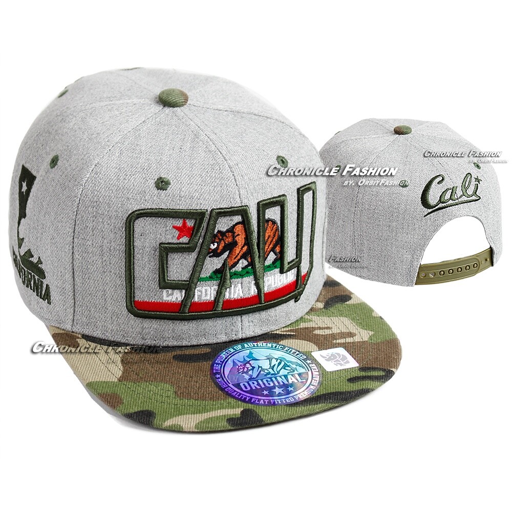 Baseball Cap California Republic Cali Bear Snapback Adjustable Hat Flat Bill Men