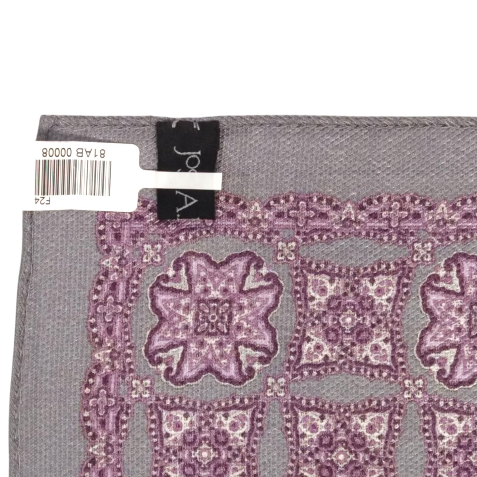 JOS A BANK Mens Wool Handkerchief Pocket Square Silver Gray Purple Hanky 13.5