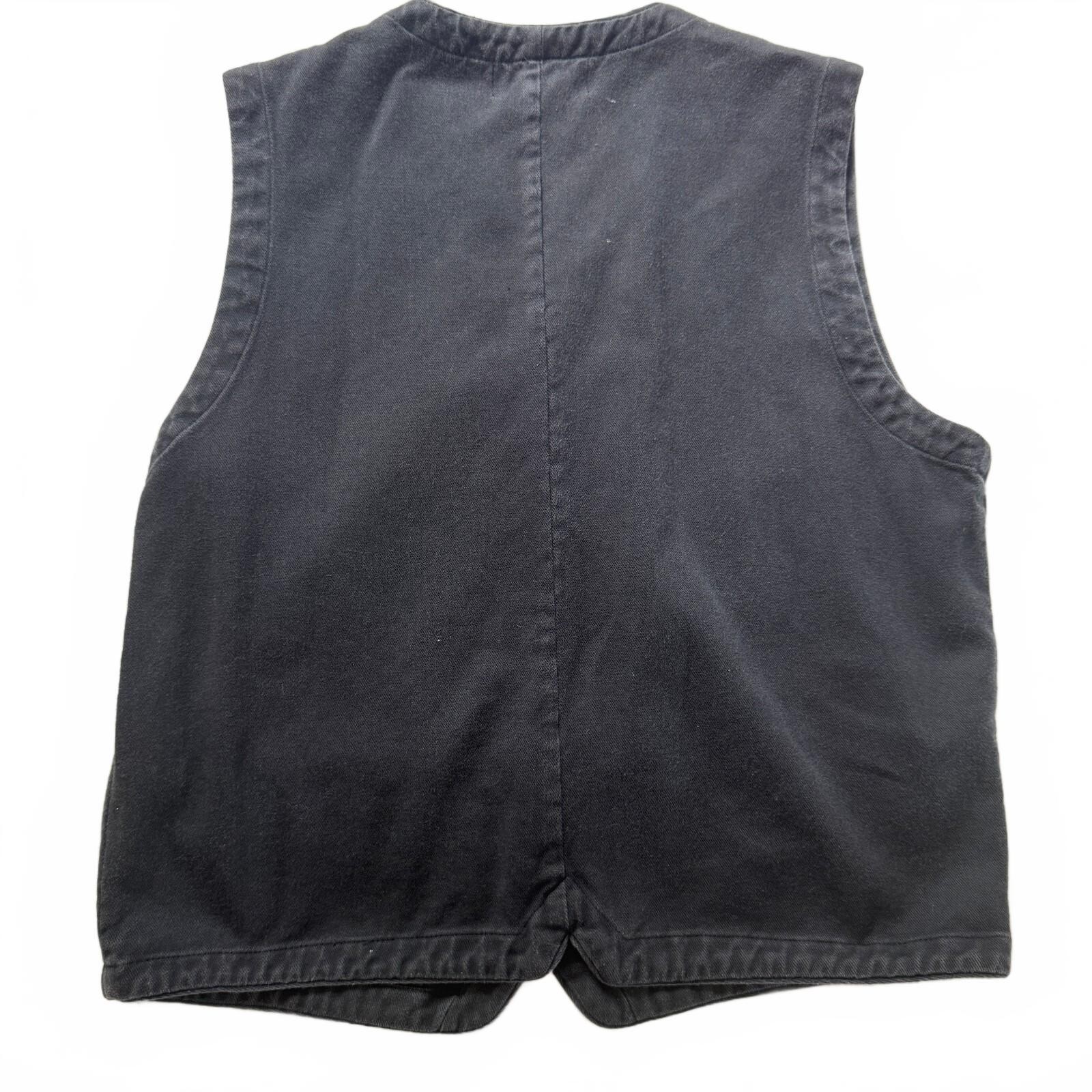 Vtg 90s Re Union Canvas Vest Mens Large Black Cotton Rayon Blend Hong Kong L