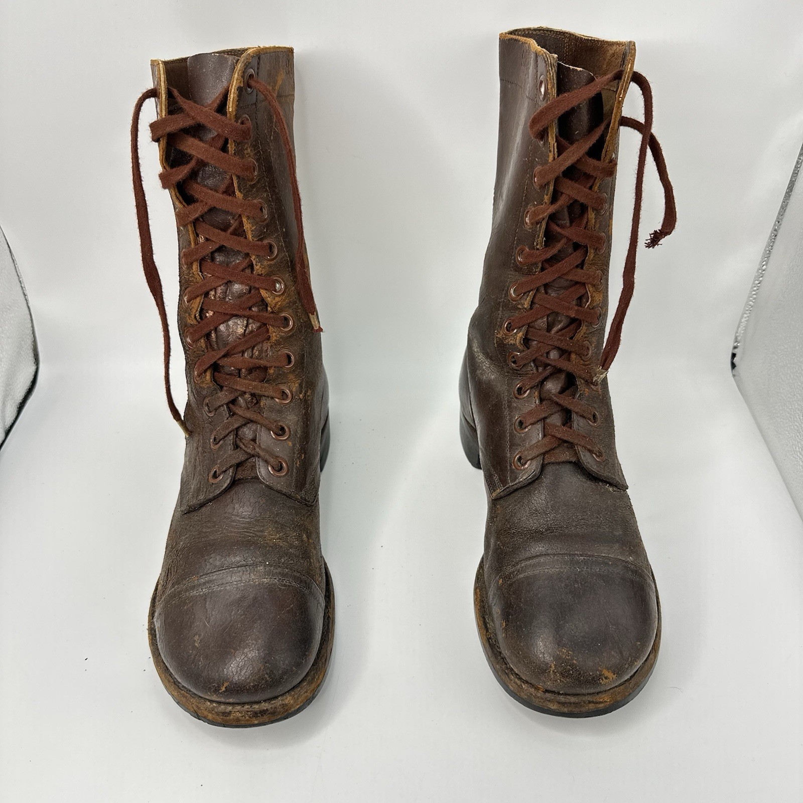 1952 Korean War US Army Paratrooper Jump Boots Men size 9.5 W Leather Named