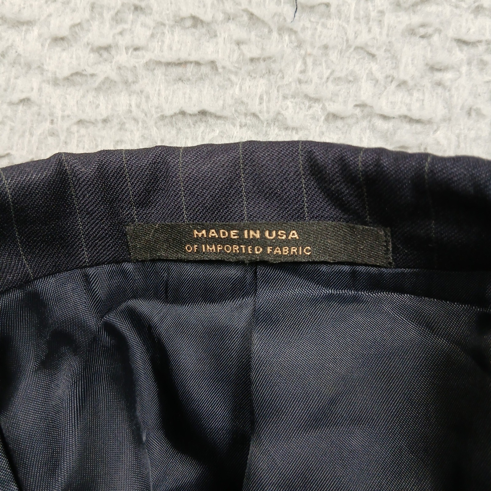 Hart Schaffner Marx Gold Trumpeter Blazer Men 44R Navy Pinstripe Wool Jacket