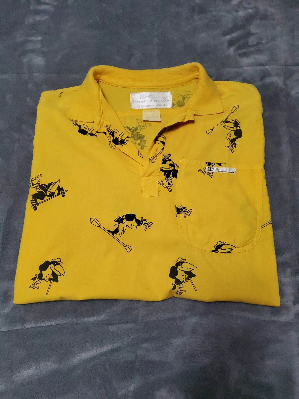 Vtg 80s ID Official Identification HECKEL & JECKEL: Cartoon Print Shirt Made USA