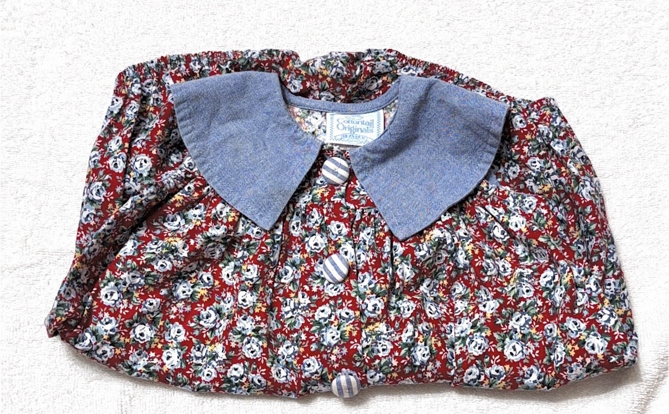 Cottontails Originals Red Floral Collared Button Romper One-Piece 12M Cotton