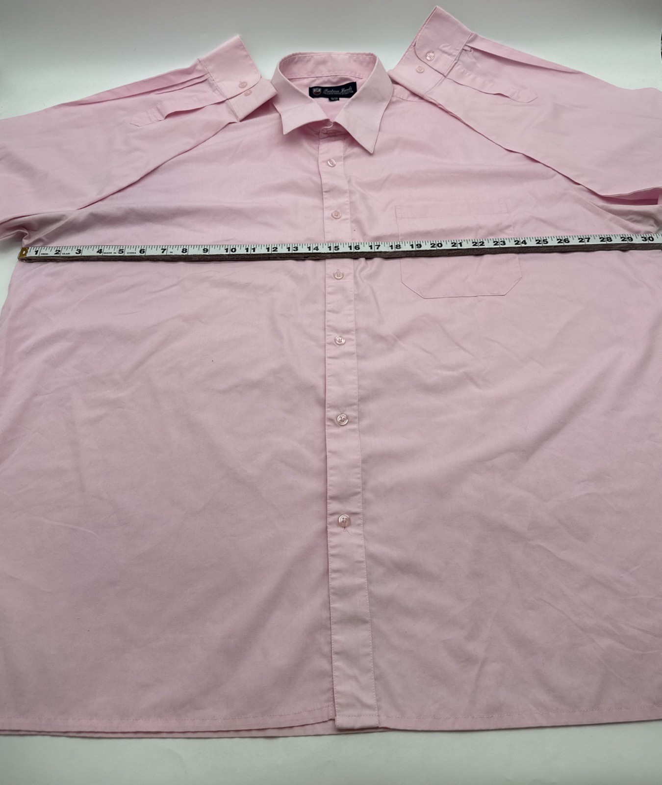 Fortino Landi The Classic Button Up Shirt Men 19-19.5 Pink Pocket .#36909