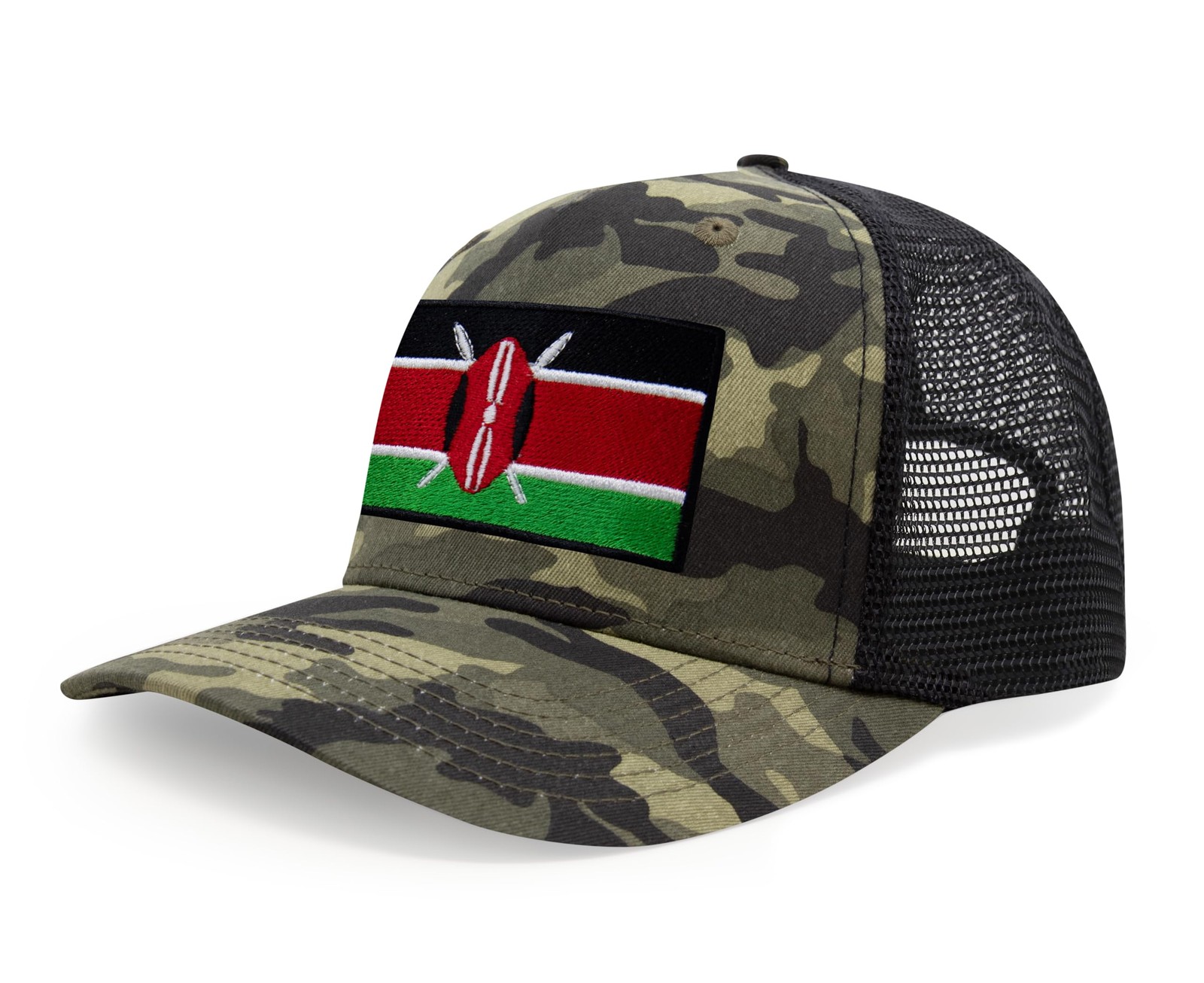 Kenya Flag Hat for Men and Women – Snapback Trucker Baseball Cap (Camouflage)