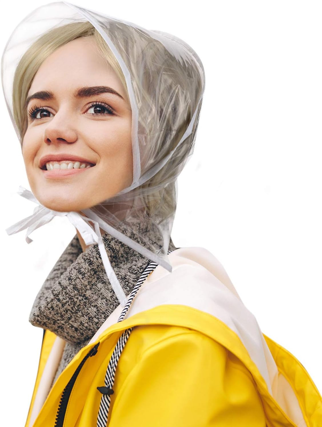 12 Pieces Rain Bonnet with Visor Clear Plastic Waterproof Rain Hats Scarf for Wo