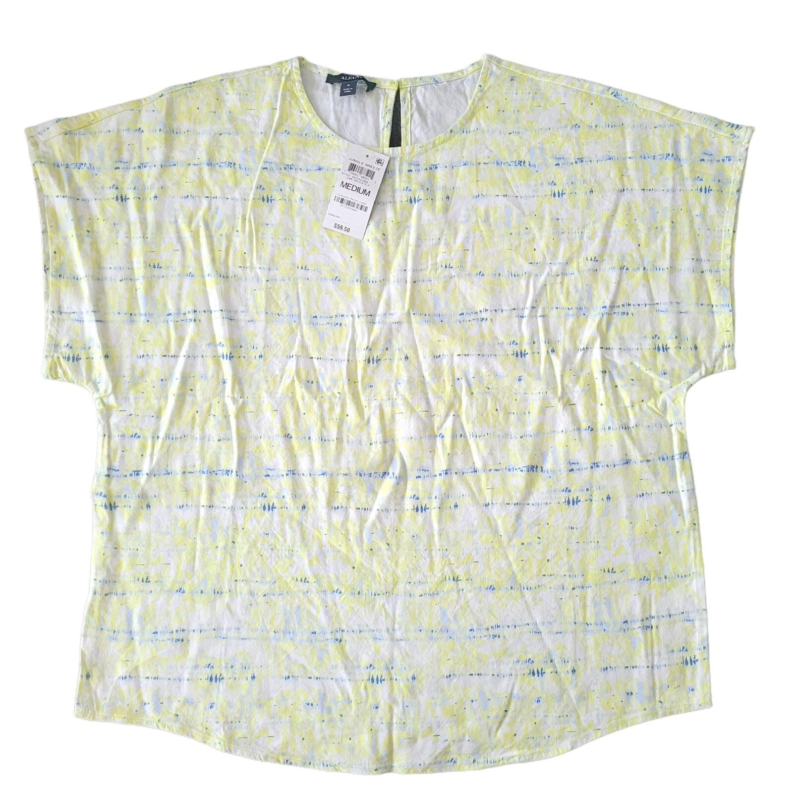 Alfani Women’s Linen Blend Tie-Dye Dolman-Sleeve Top Lime Medium