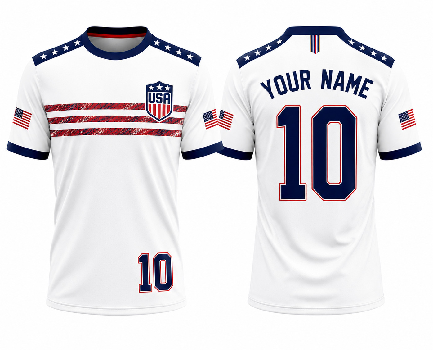 USA Soccer Jersey Custom Name Number Patriotic White Football Shirt Gift