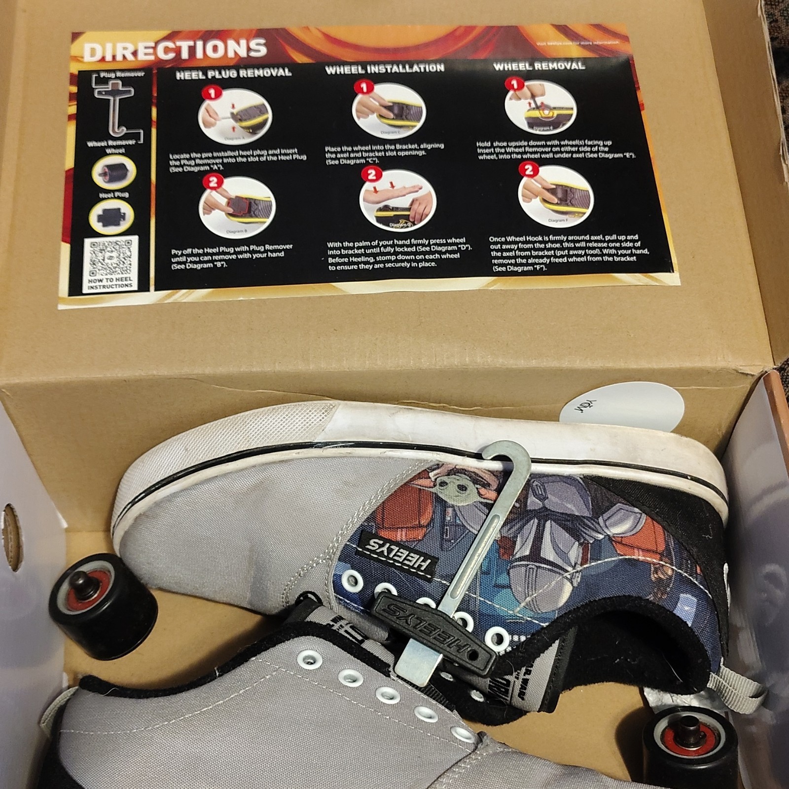 Heelys Pro 20 Star Wars Mandalorian Grogu Wheels Shoes Youth US 5 EU 36.5