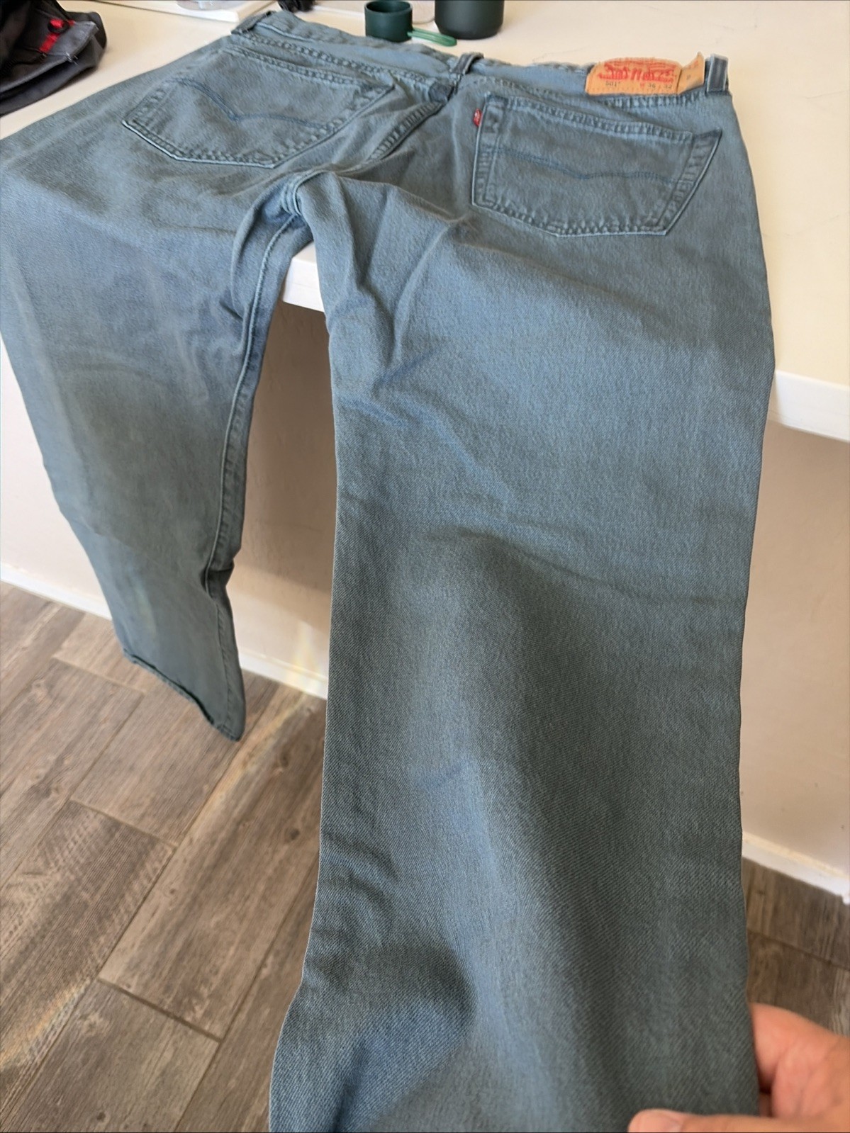 Levi’s Men’s 501 34×32 Original Straight Fit Jeans – Dark Wash Turquoise Color