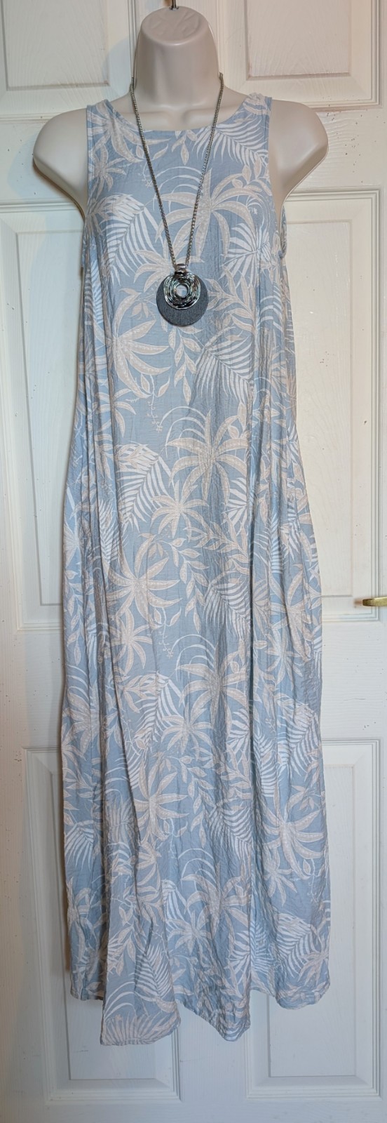Boho lagenlook lightweight fabric palm print maxi dress sz 8 Holidays Summer