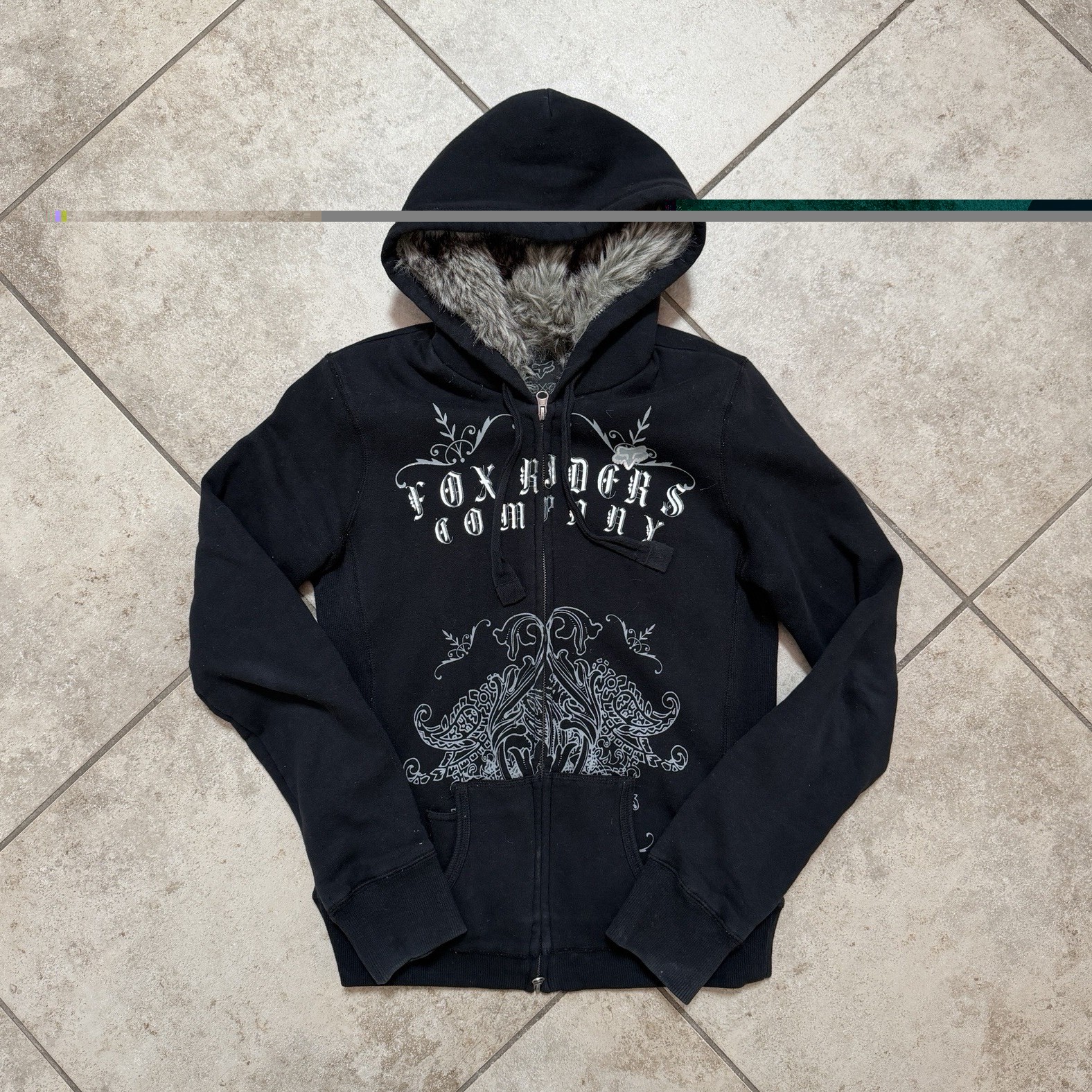Fox Racing Women’s Black Full Zip Hoodie Logo Graphic Print Long Sleeve Size M🖤