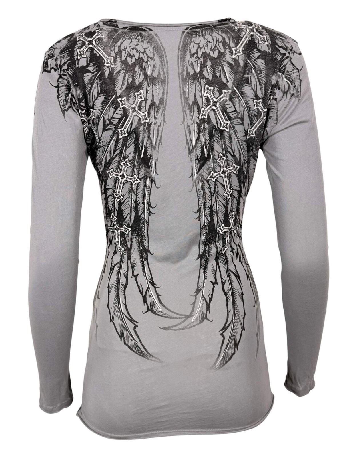 Rebel Saints by Affliction Women’s Long Sleeve T-shirt Whispering Wind
