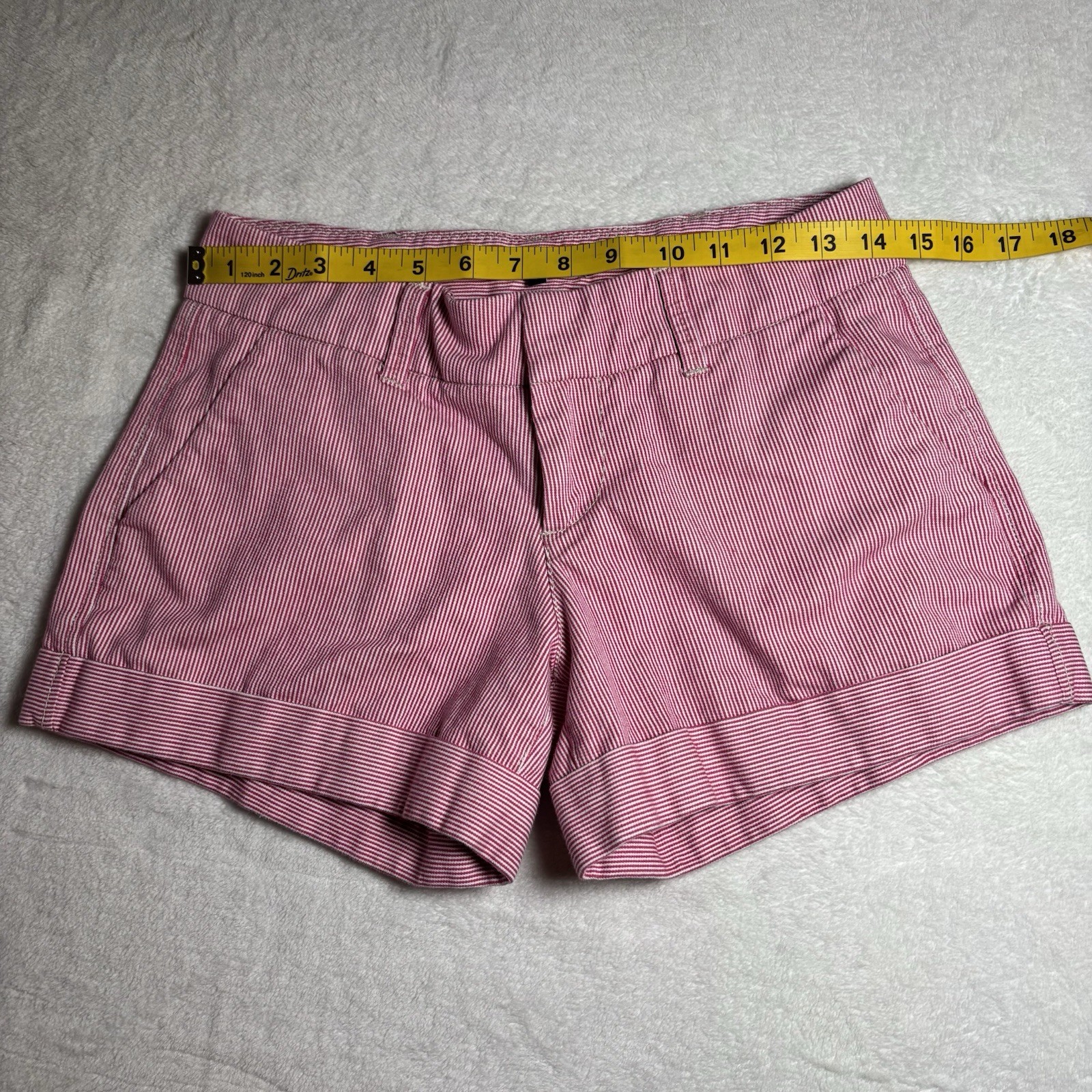 Dear John Women’s Pinstriped Cuffed Chino Shorts Red And White Size 26 Summer