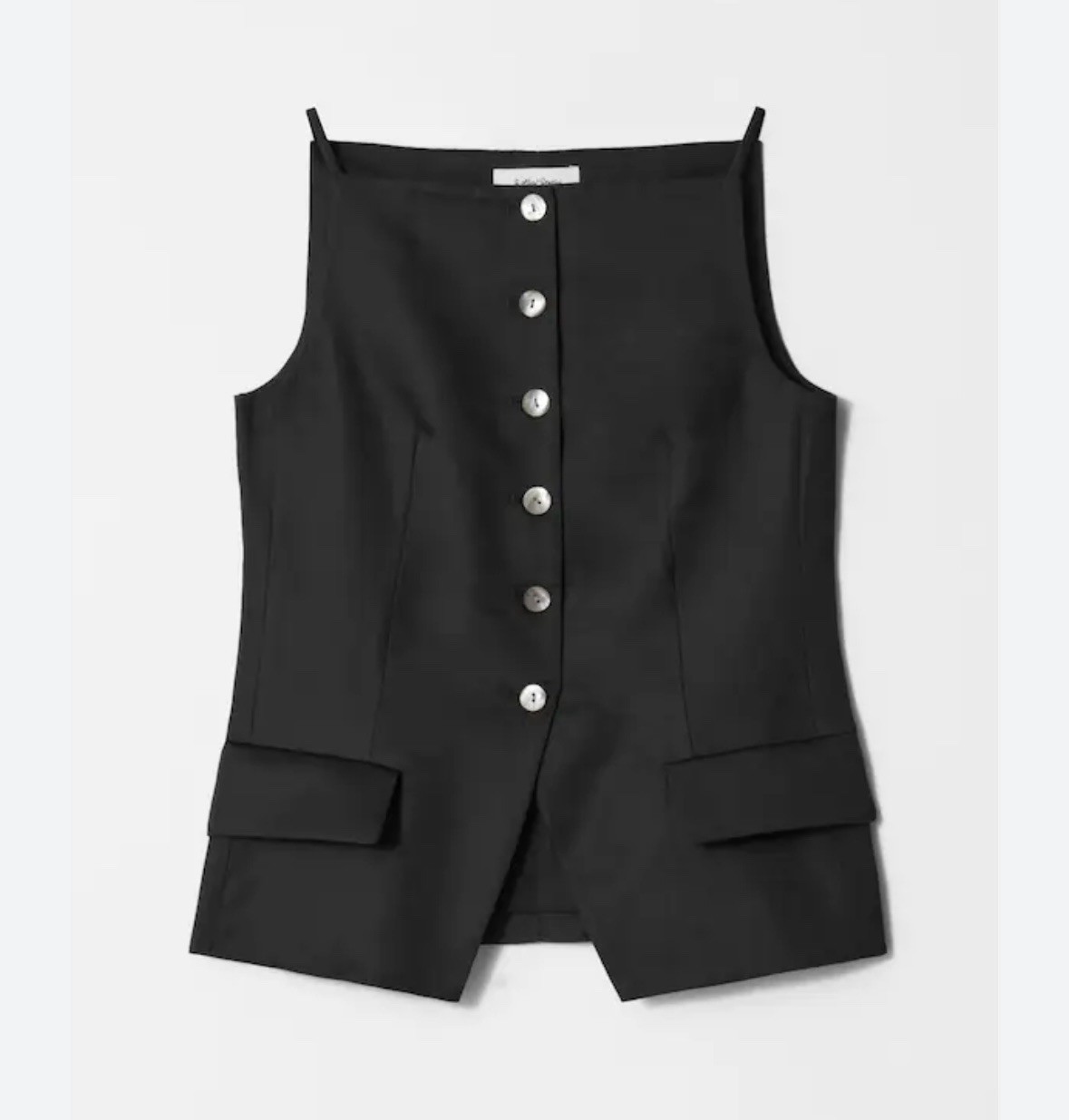 NWT $99 & Other Stories Women’s Spagetti Strap Black Tailored Vest Top sz 10 42