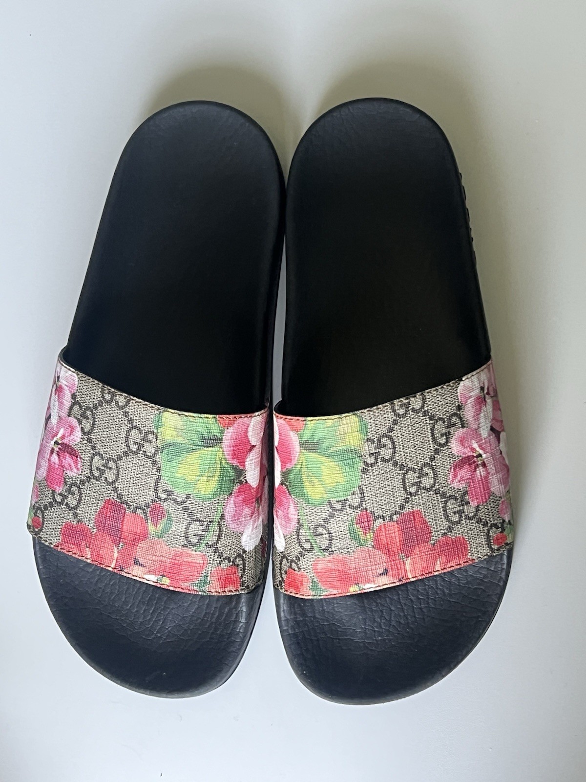 Gucci GG Supreme Blooms Slides Floral Slide Sandals Size 7.5 w/ Box Authentic