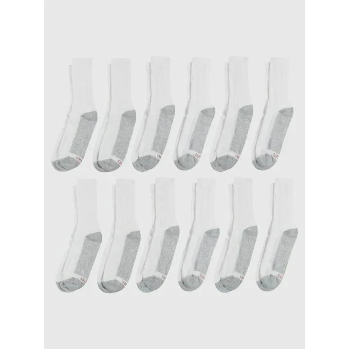Hanes Men’S Double Tough Crew Socks, 12-Pair Pack size 6-12 shoe size