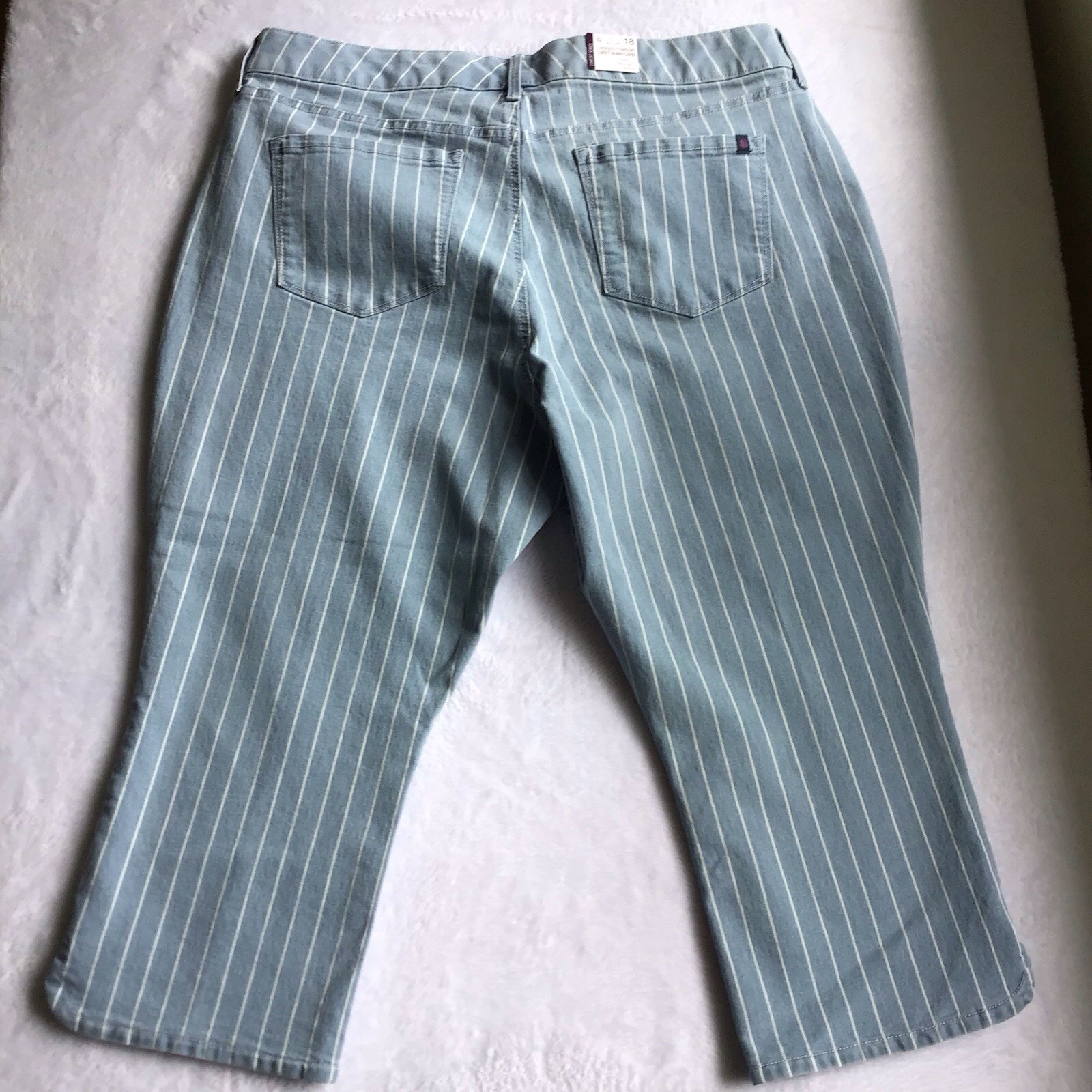 Gloria Vanderbilt Skinny Capri Jeans Womens 18 Mid-Rise Stripe Stretch
