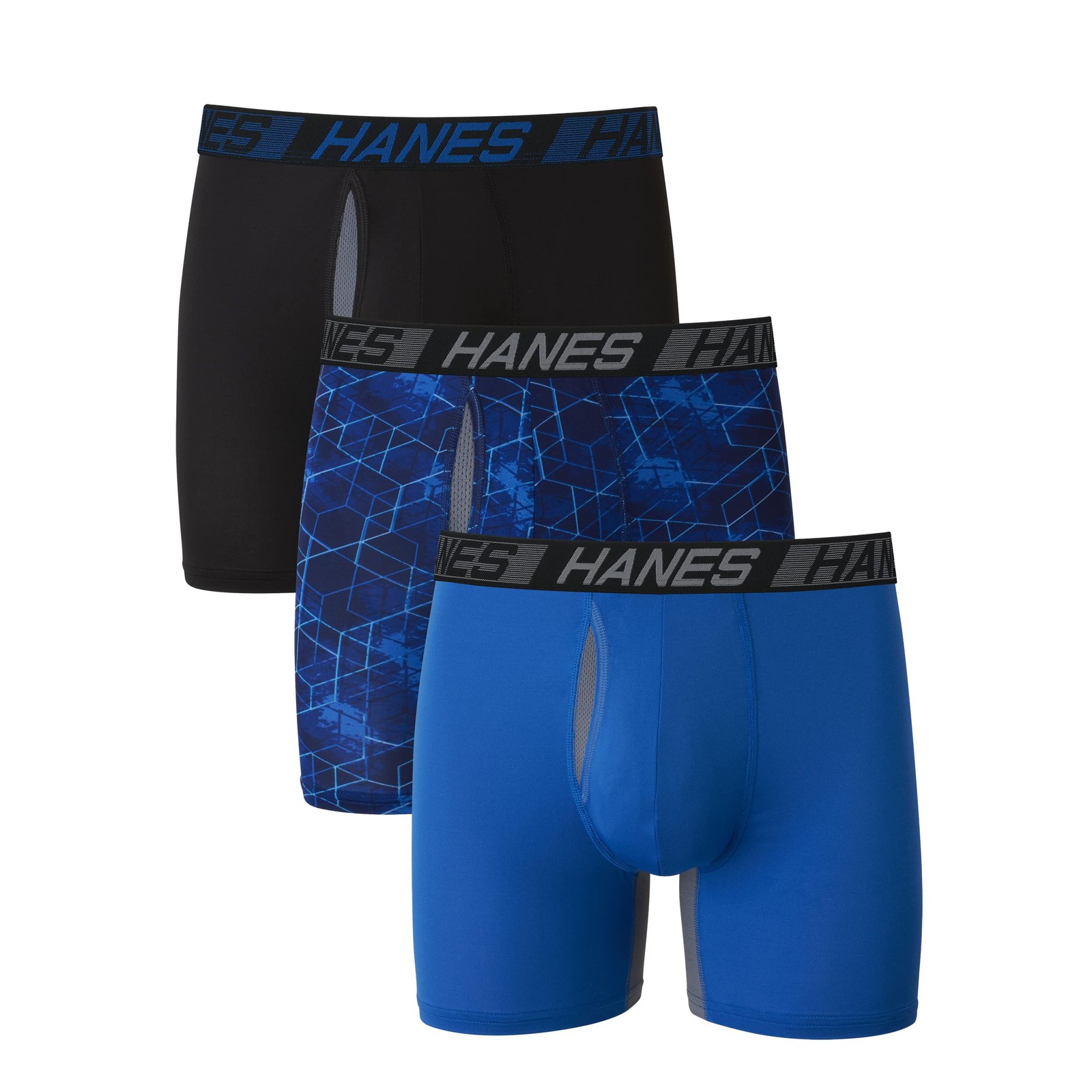 Hanes Men’s Boxer Briefs 3-Pack Total Support Pouch Black Medium
