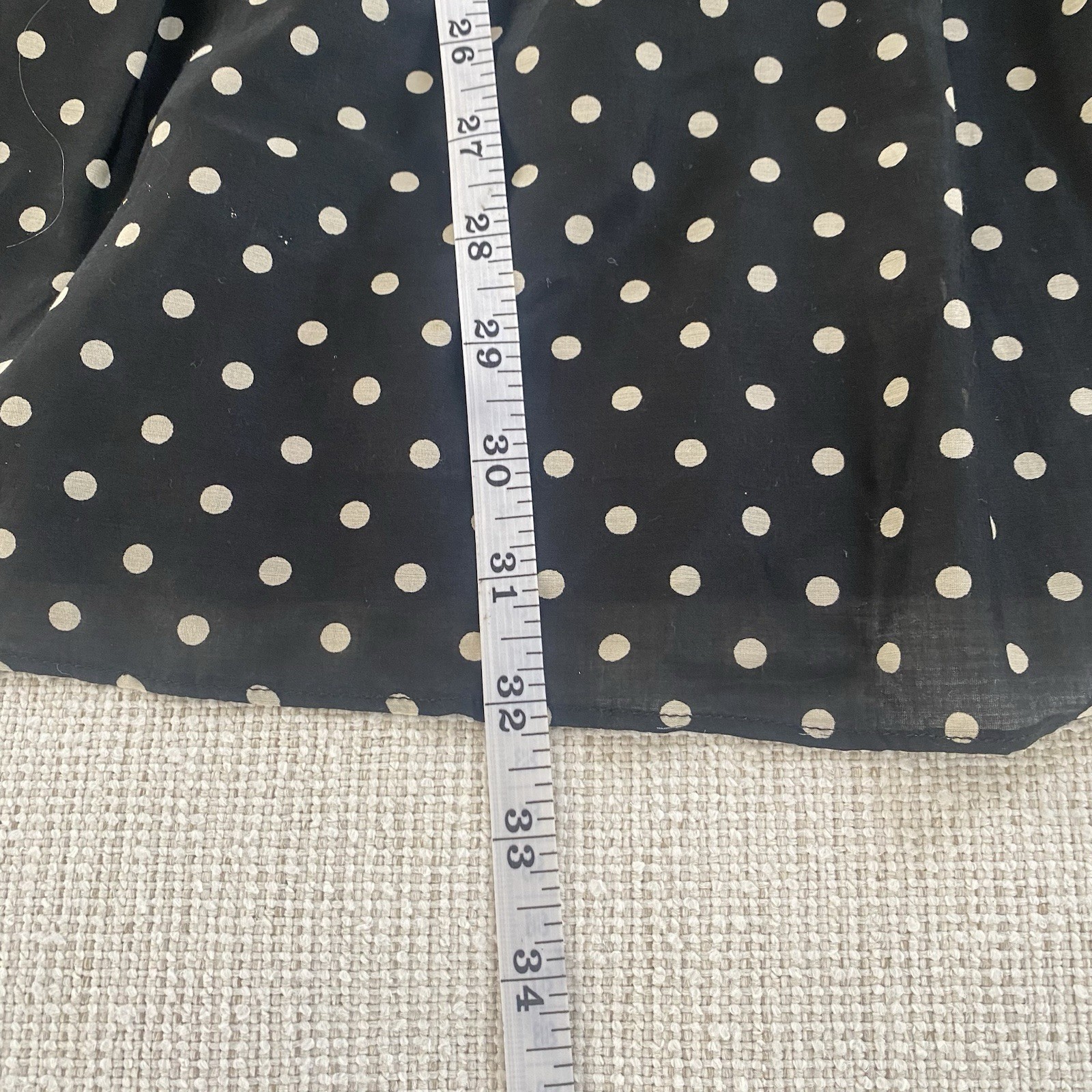 Vintage Polka Dot Dress Black Cream Silk Blend Retro Pin Up Rockabilly Fit Flare