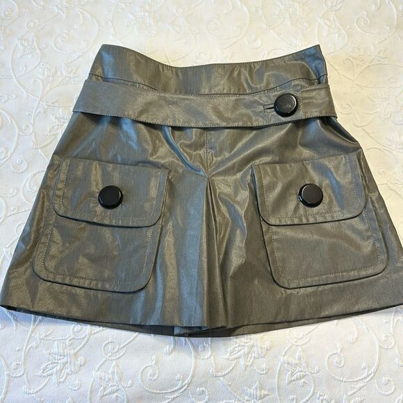 Robert Rodriguez Mini Skirt Pockets A-Line Button Detail Gray Size 2
