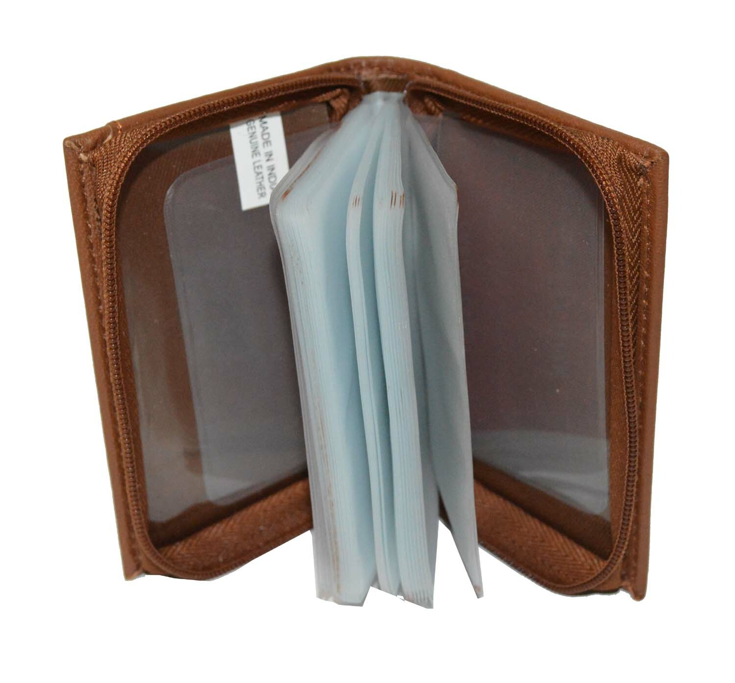 Leatherboss 30 Pages Credit card or picture holder Wallet with zipper closing