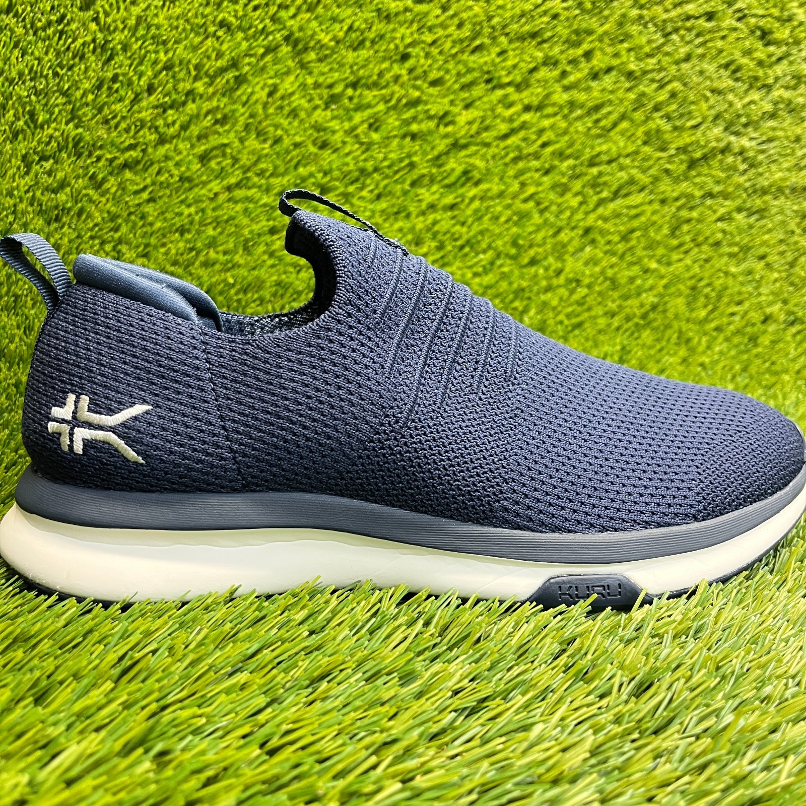 Kuru Atom Mens Size 8.5 Blue White Athletic Walking Slip On Shoes Sneakers