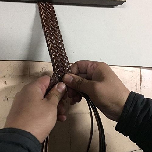 Men’s Braided Belt 100% Genuine Leather Brown 38-40 9007-RBN-L